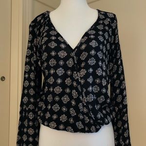 American eagle flowy cross front shirt
